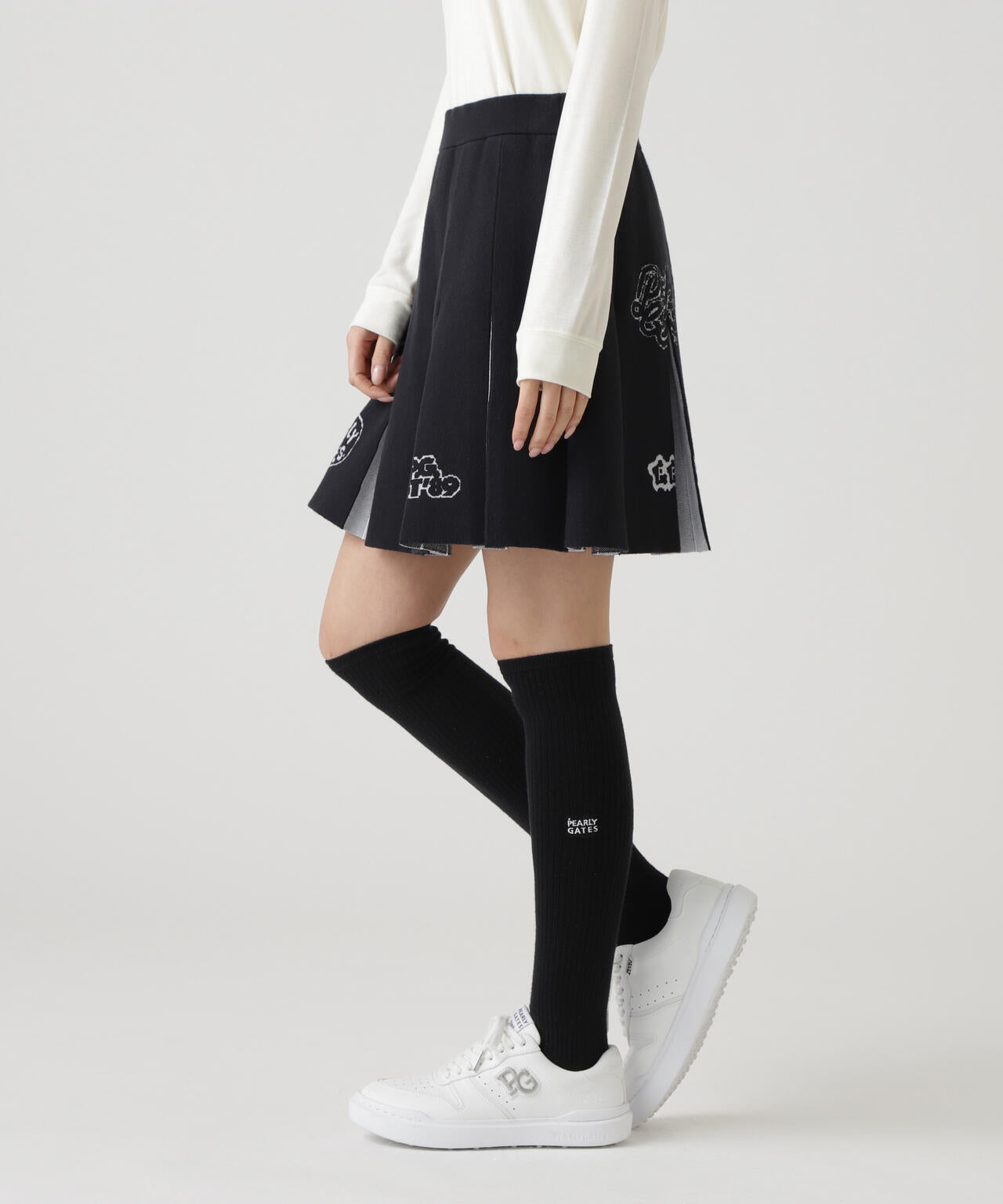 14GダブルJQ×ワッペン風ニットプリーツスカート | PEARLY GATES