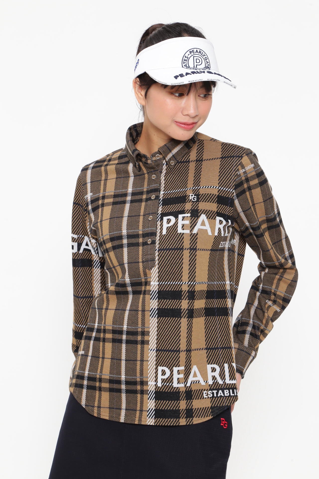 Wジャガード 長袖カットソープルオーバー ＜CHECKシリーズ＞ | PEARLY