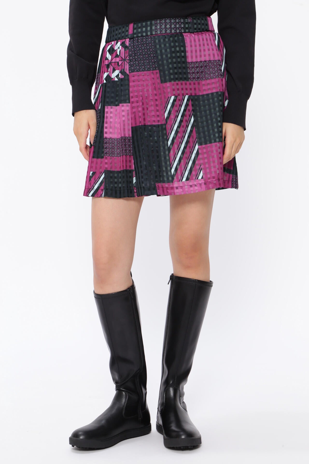 新品】パーリーゲイツ レディース スカート ゼブラチェック柄 新品