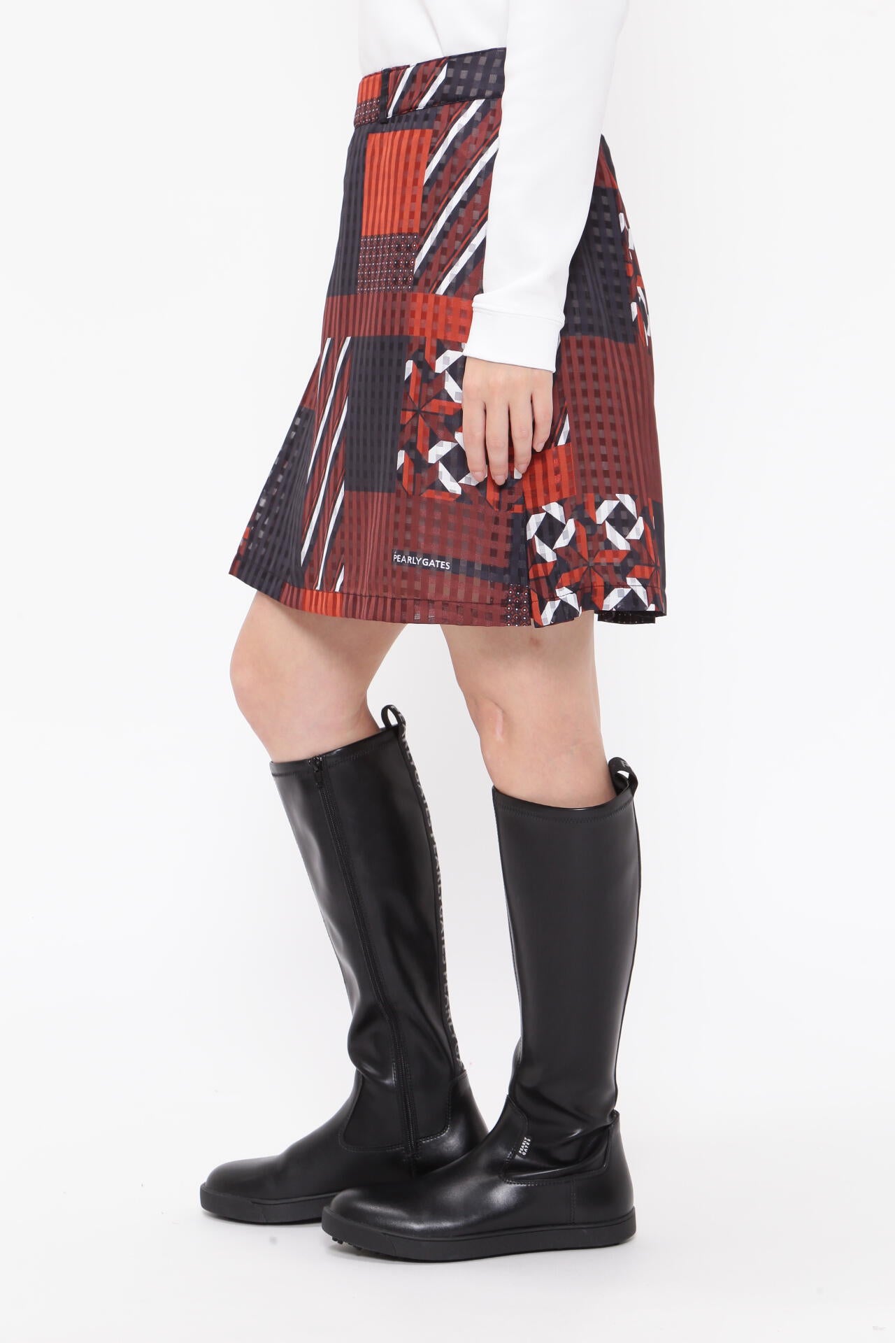 PEARLY GATES 赤黒チェック ニットスカート サイズ① PEARLY GATES