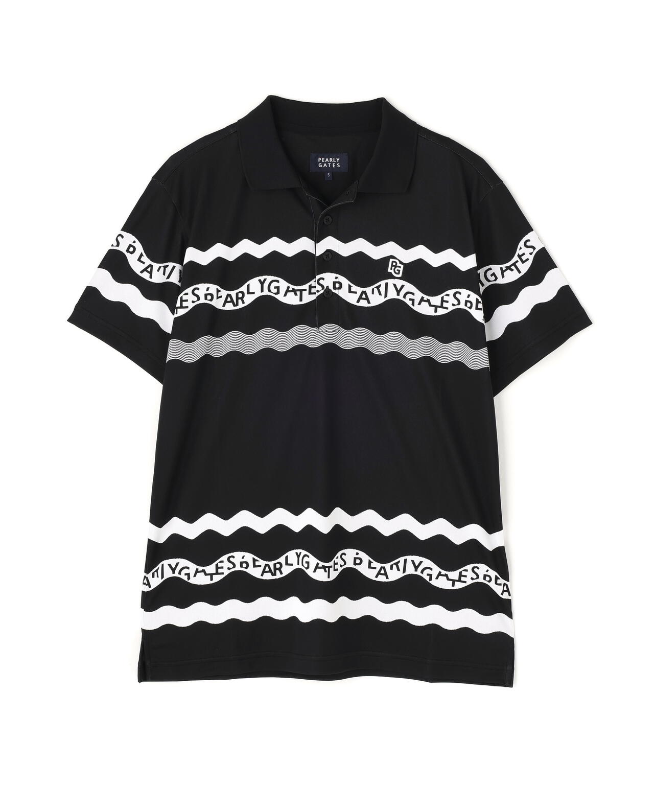 36Gパネルジャガード半袖ポロシャツ ＜ウェーブロゴボーダー柄