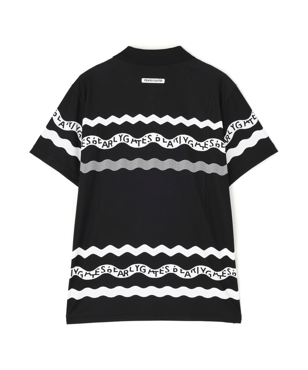 36Gパネルジャガード半袖ポロシャツ ＜ウェーブロゴボーダー柄