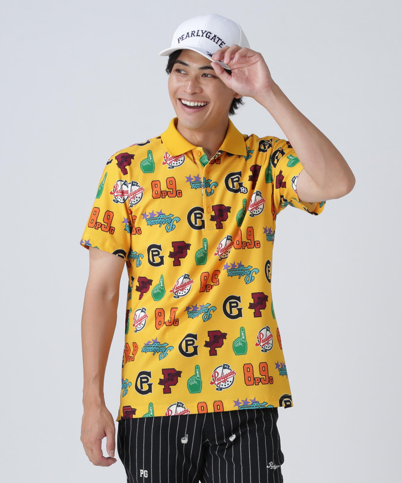 Peストレッチメッシュ半袖ポロシャツ ＜POPベースボール柄＞ | PEARLY