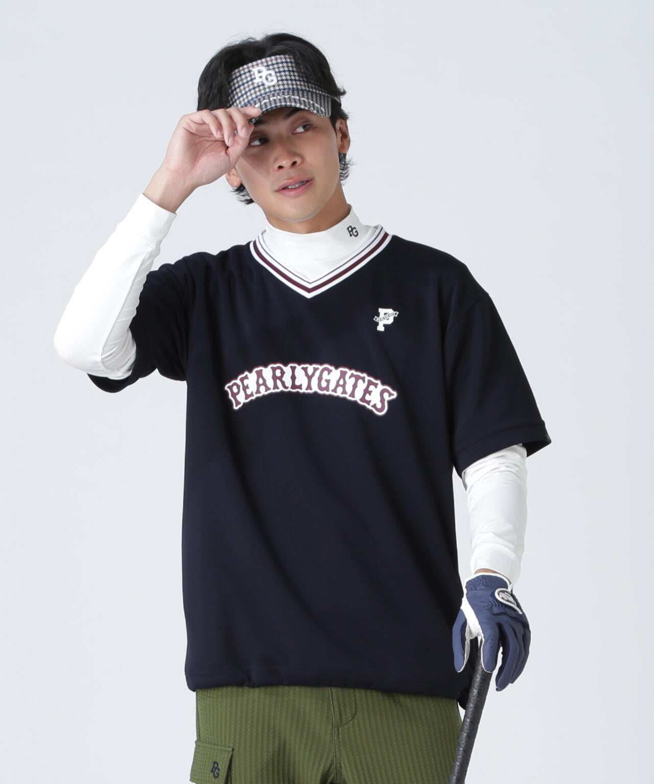 高通気ダブルフェイス半袖Vネックカットソー | PEARLY GATES（パーリー