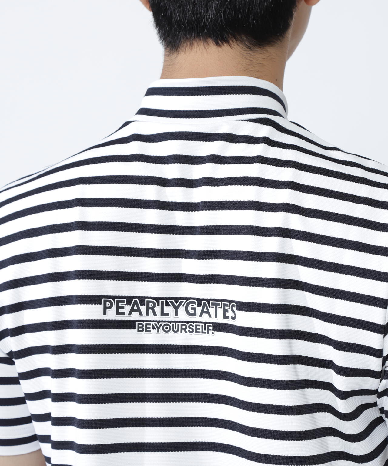 ボーダー柄 PG is PG ベアカノコ半袖ハイネックカットソー ＜ボーダー