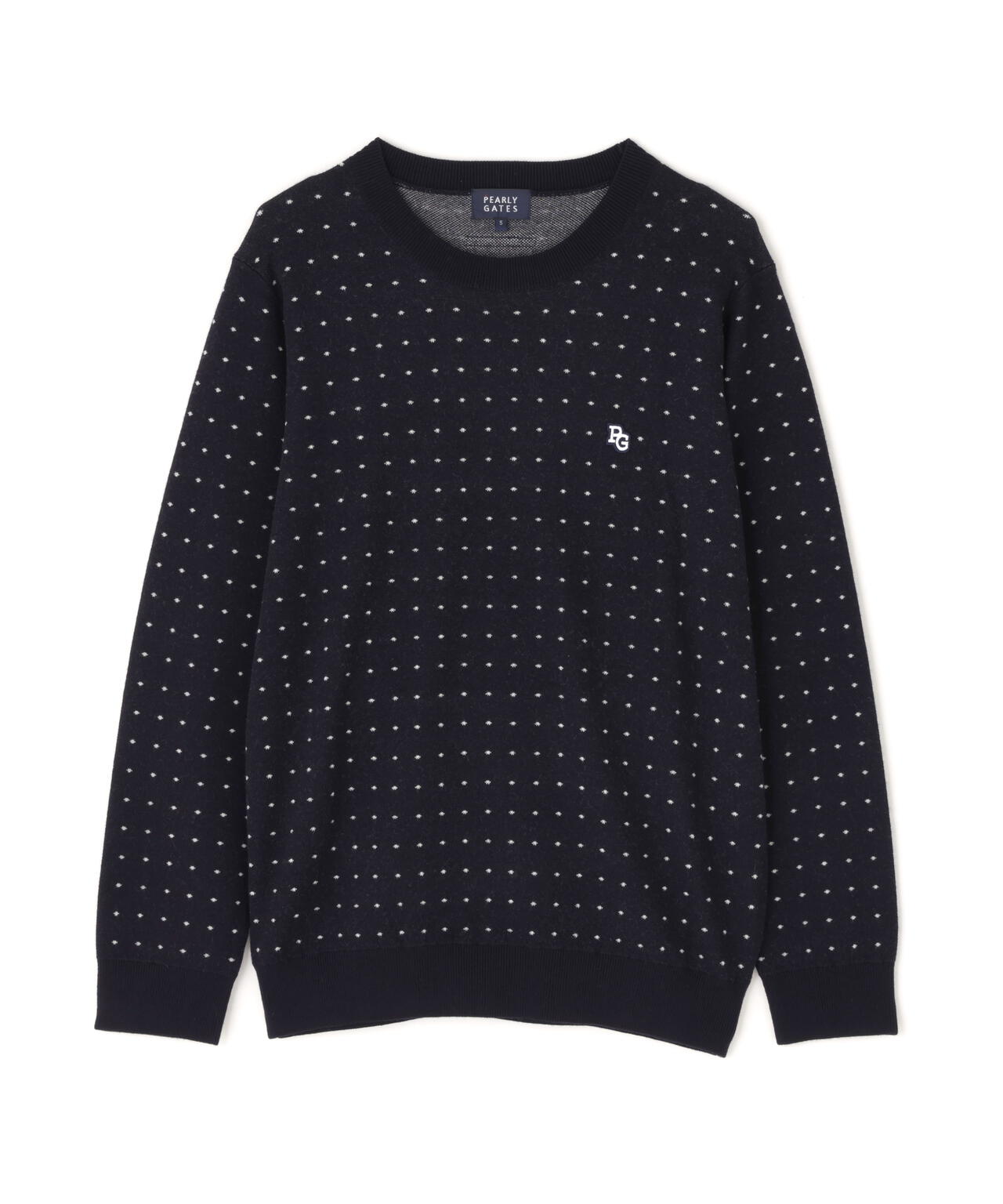 14Gダブルジャガードカシミヤ混クルーネックニットプルオーバー ＜ミニ