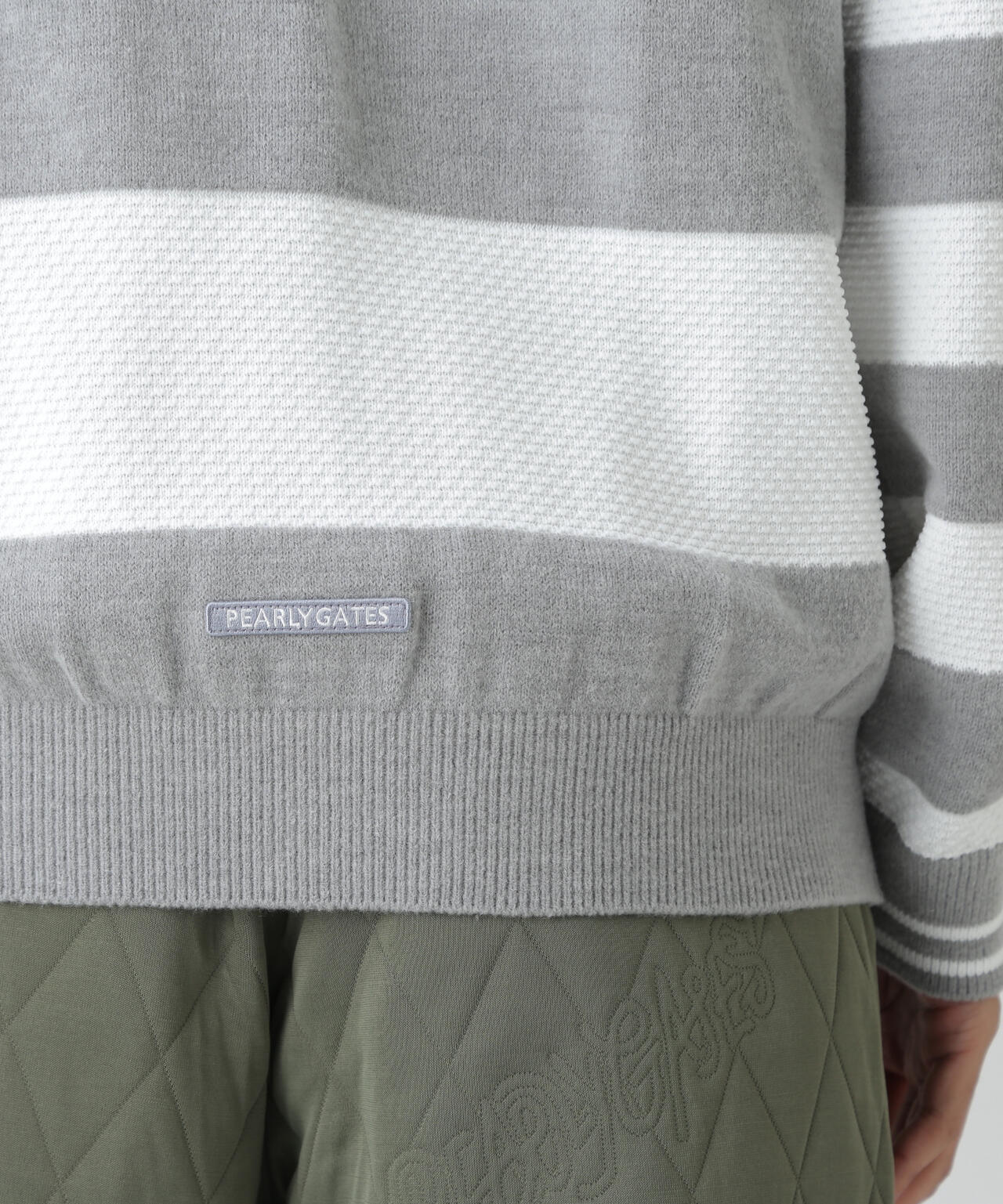 10G天竺ボーダー柄モックネックニットプルオーバー | PEARLY GATES