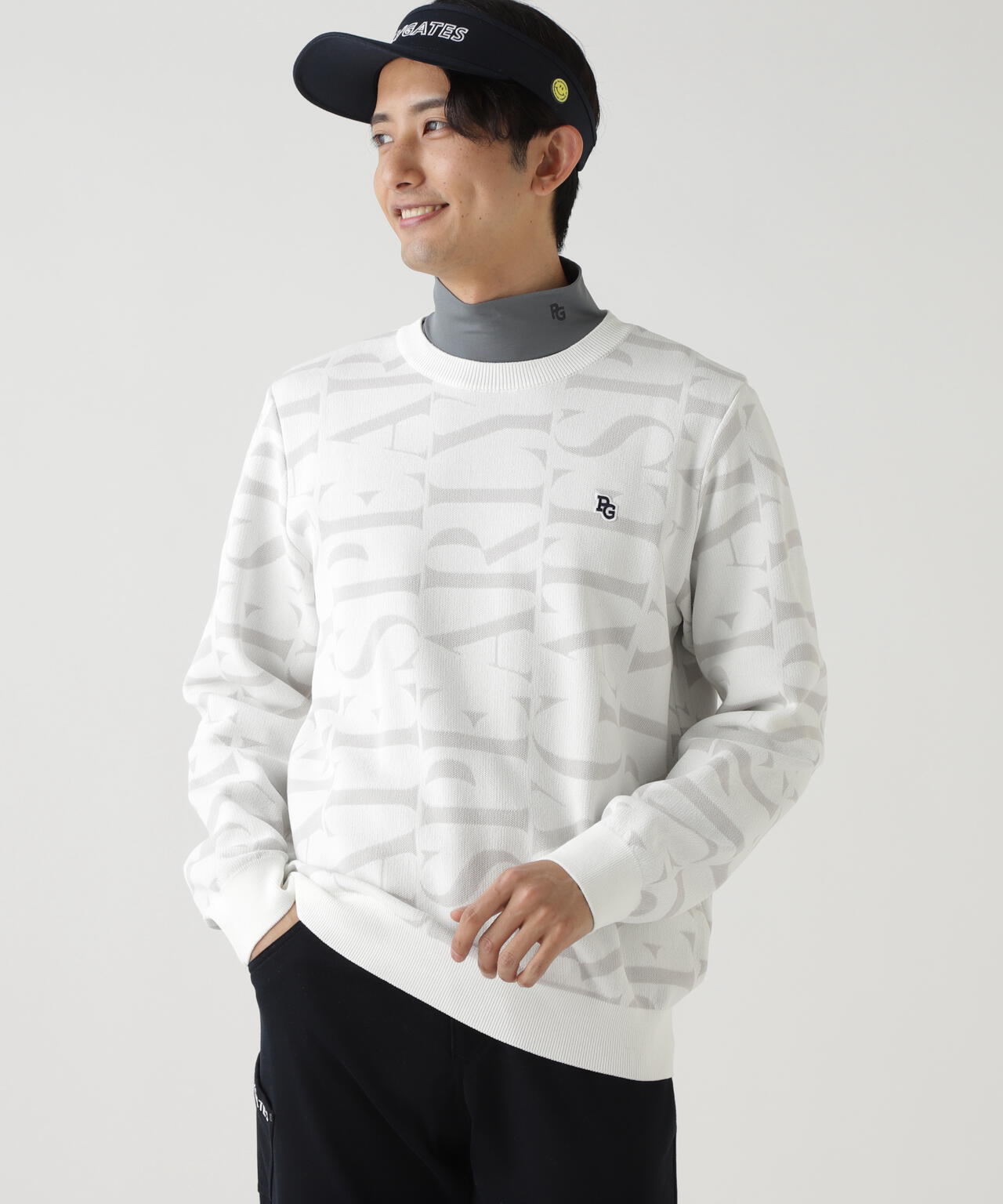 ダブルJQロゴ総柄クルーネックニットプルオーバー | PEARLY GATES