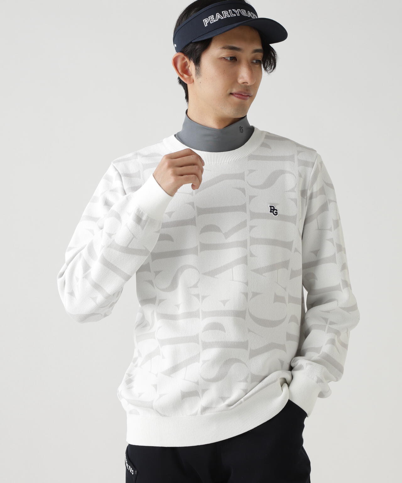 ダブルJQロゴ総柄クルーネックニットプルオーバー | PEARLY GATES