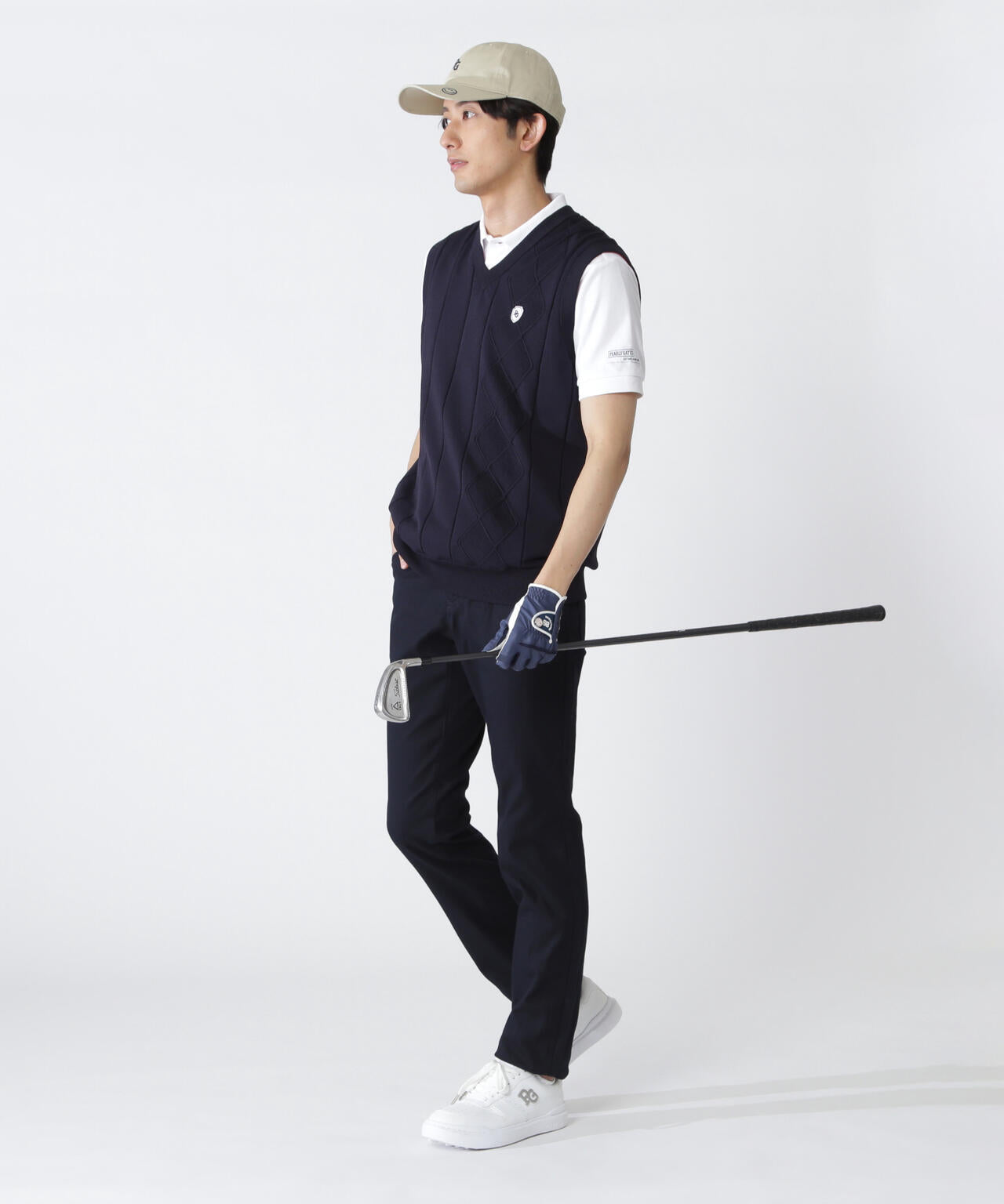 アラン柄リバーシブルVネックニットベスト | PEARLY GATES（パーリー