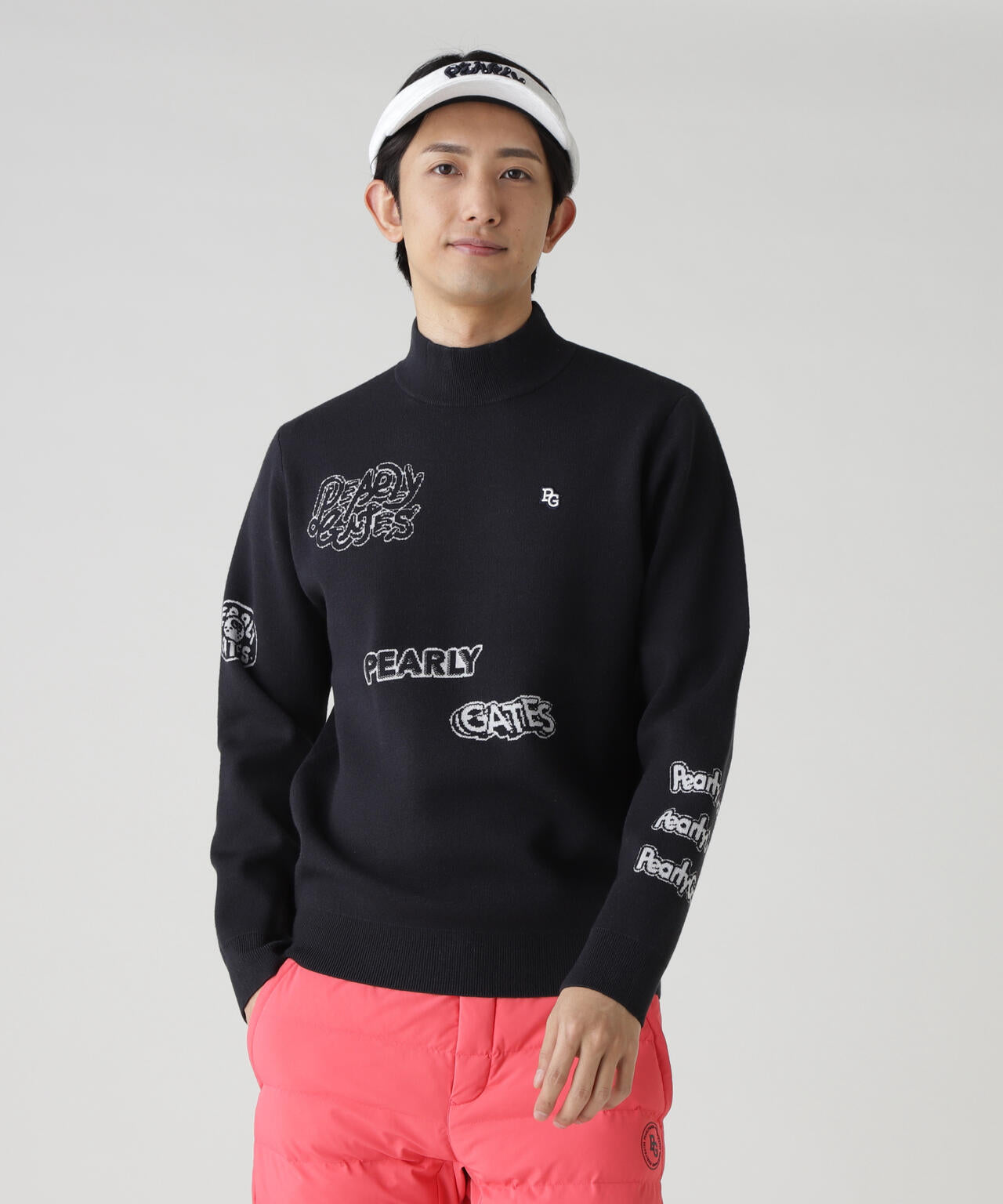 良品】PEARLYGATES 裏付きクルーネックニットプルオーバー 防風防寒