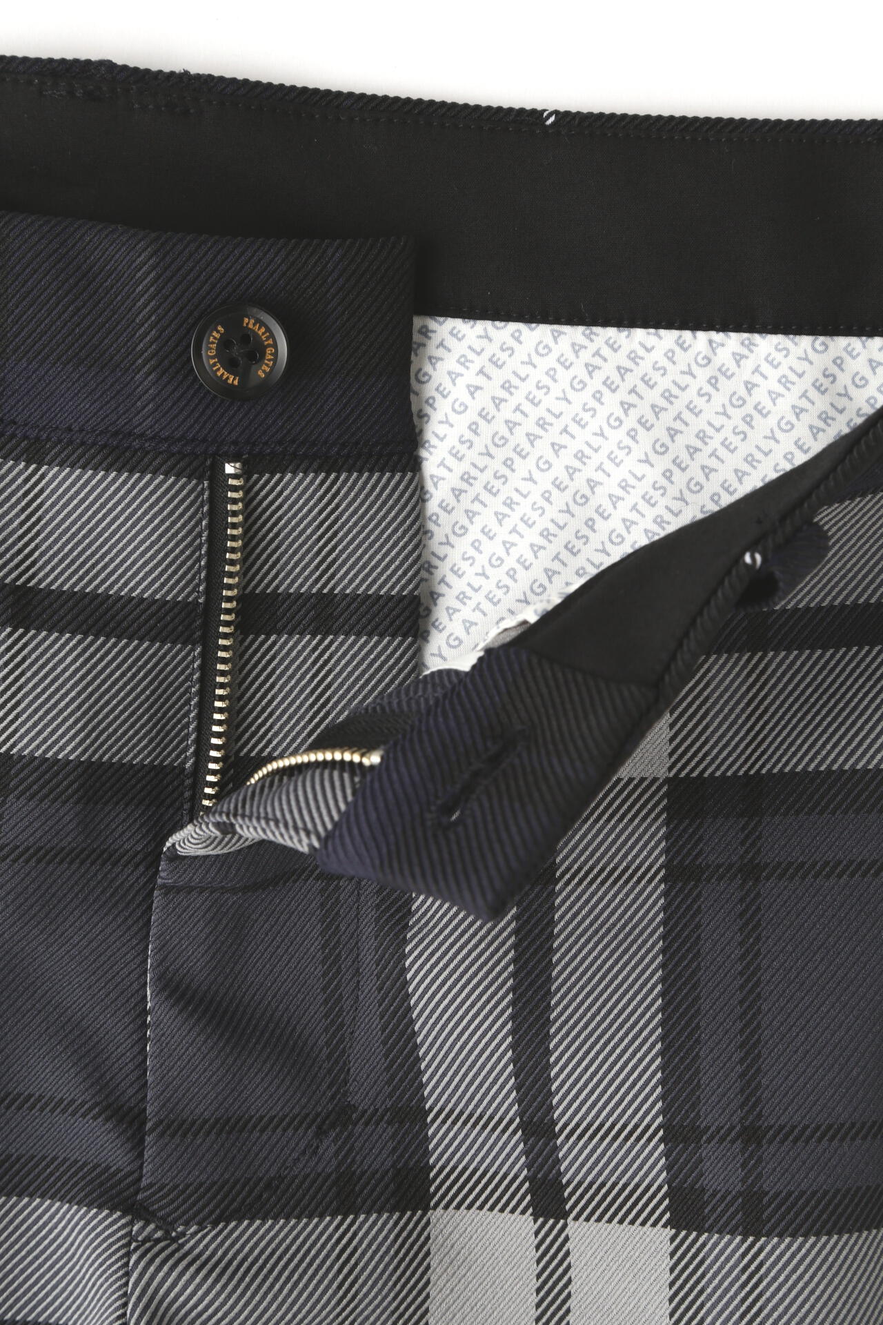 マルチチェック柄 ポリエステルストレッチチェック 5ポケットパンツ