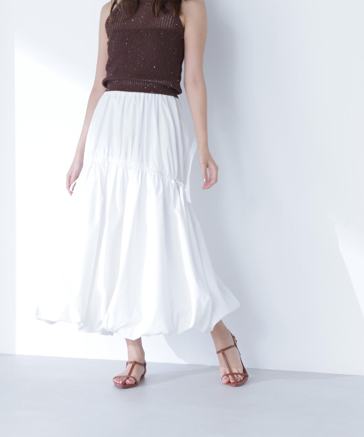 THINK BEAUTY】【麻亜里さんコラボ】タフタギャザーバルーンスカート