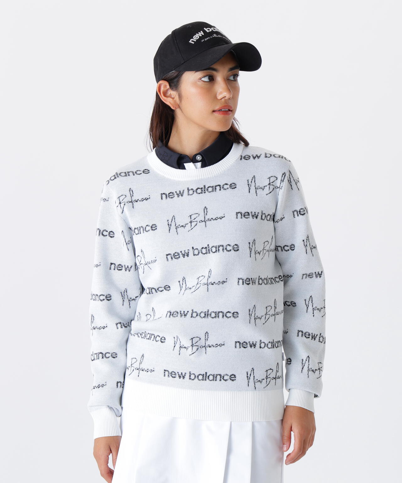 ロゴラッピングペーパー柄 クルーネック ニット プルオーバー (WOMENS