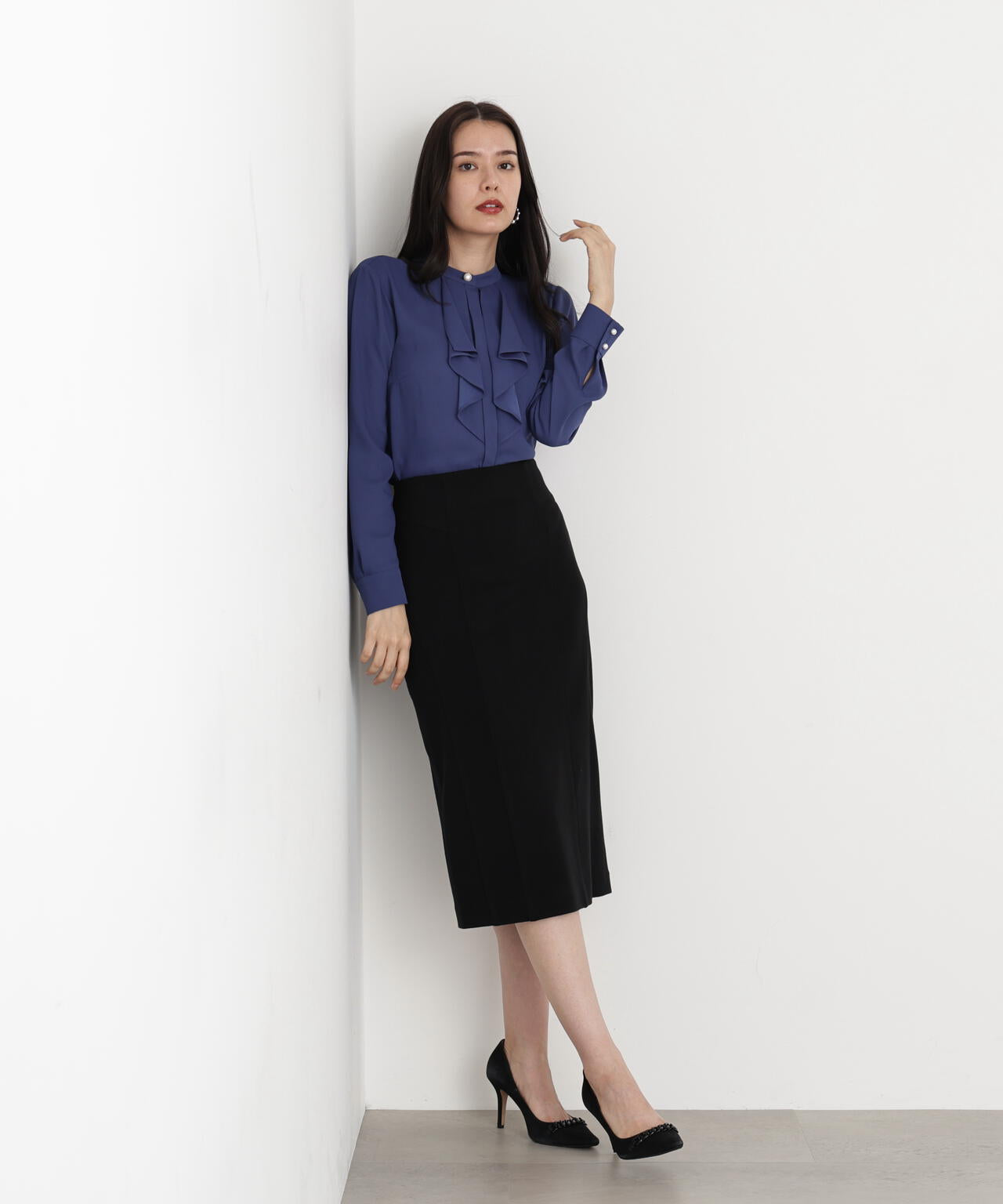 WEB/店舗限定カラー］ウールスムースカッティングタイトスカート