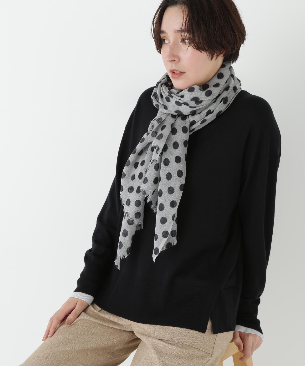 YuyamimiY's ブラックドット柄 ストール 楽天市場】在庫限り ストール