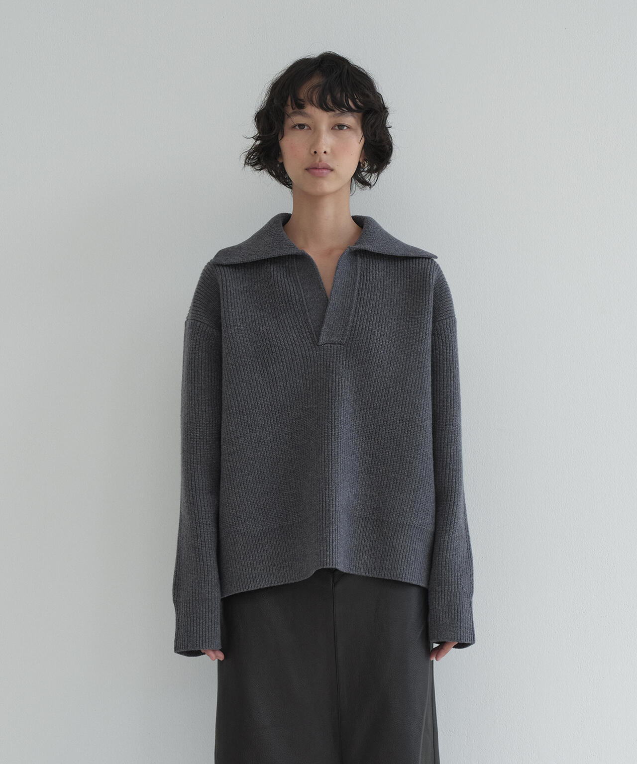 別注]STUDIO NICHOLSON / LAMBSWOOL RIB POLO COLLAR JUMPER | THE