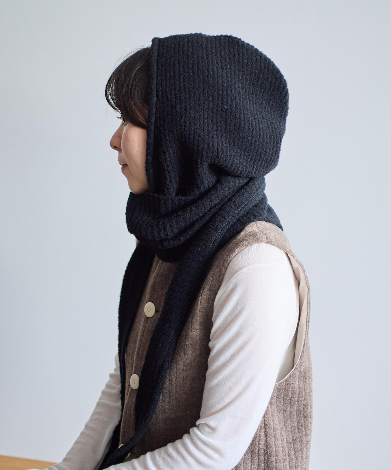 KIJIMA TAKAYUKI / BOUCLE KNIT HOODED SCARF | THE LIBRARY（ザ