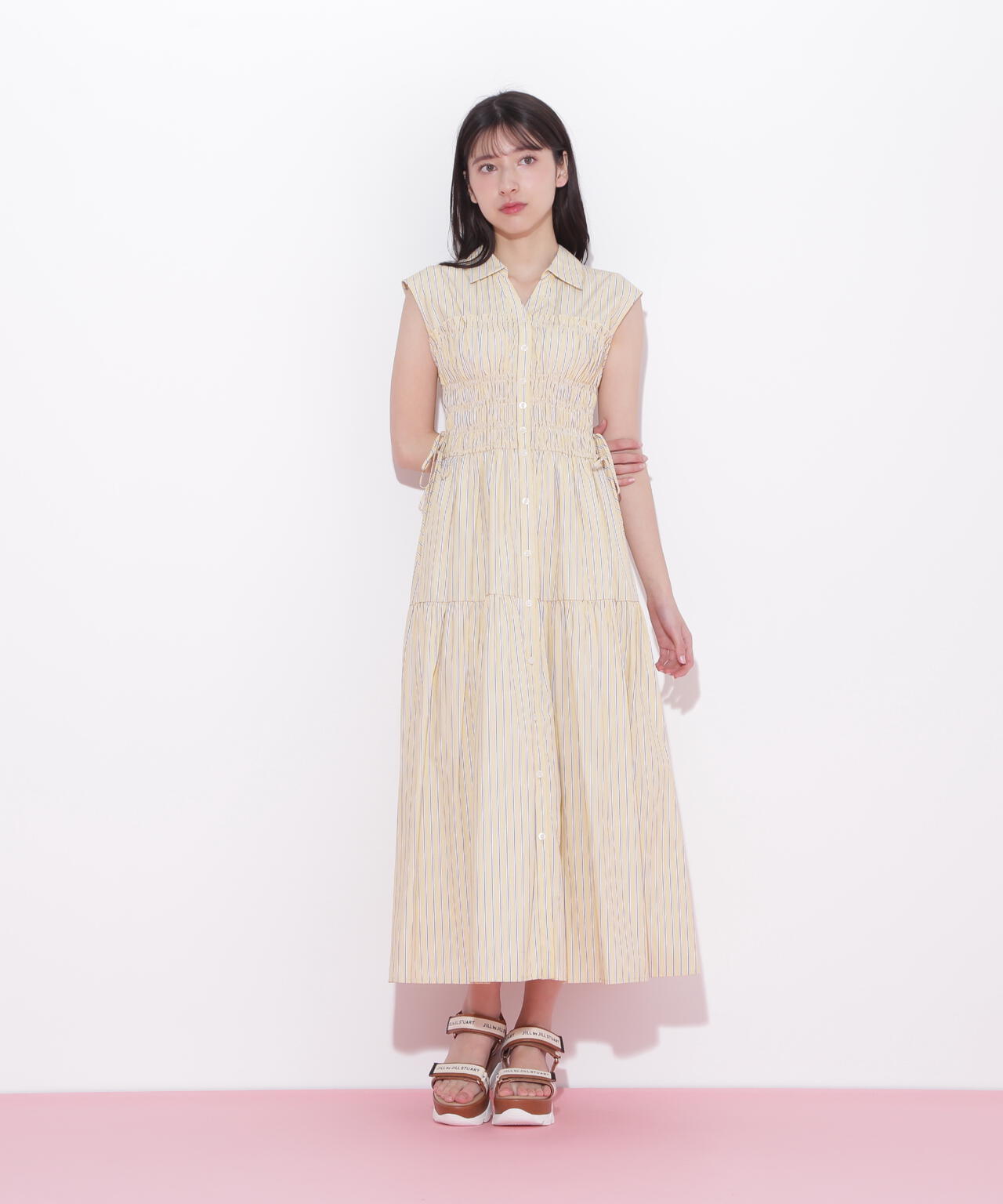 ウエストシャーリングストライプシャツワンピース | JILL by JILL