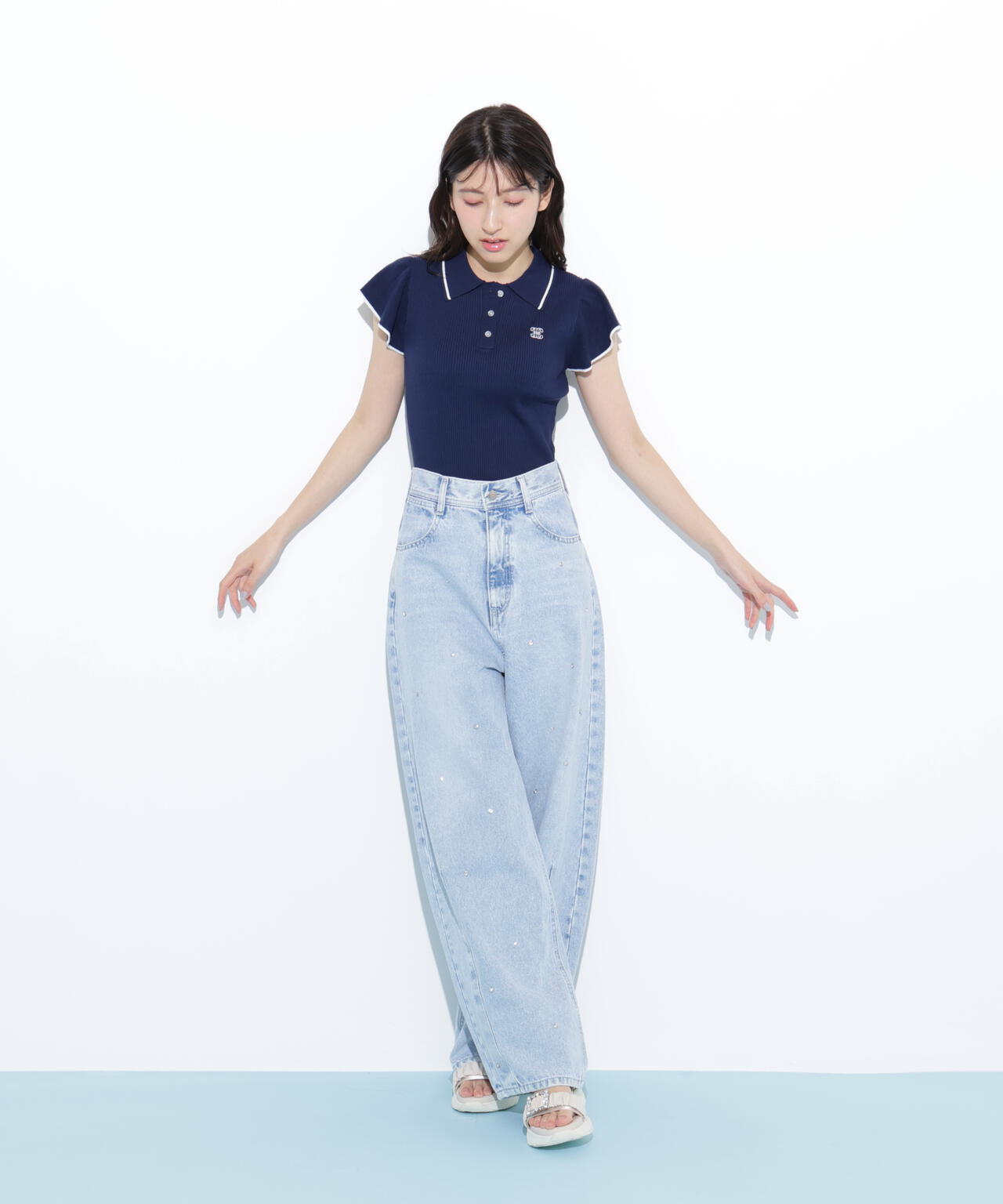 フリル袖ポロニット | JILL by JILL STUART（ジル バイ ジル