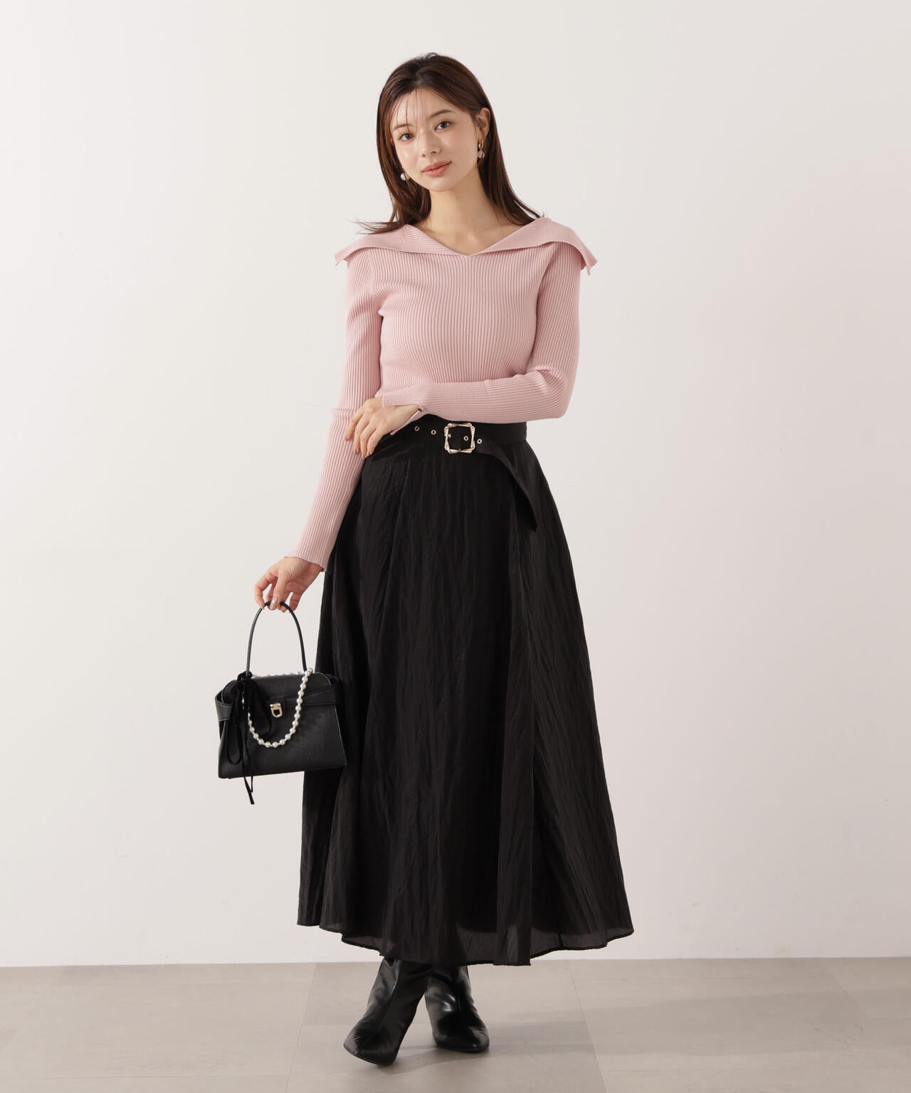 青島心さん着用】ベルト付きシアーフレアスカート | PROPORTION BODY