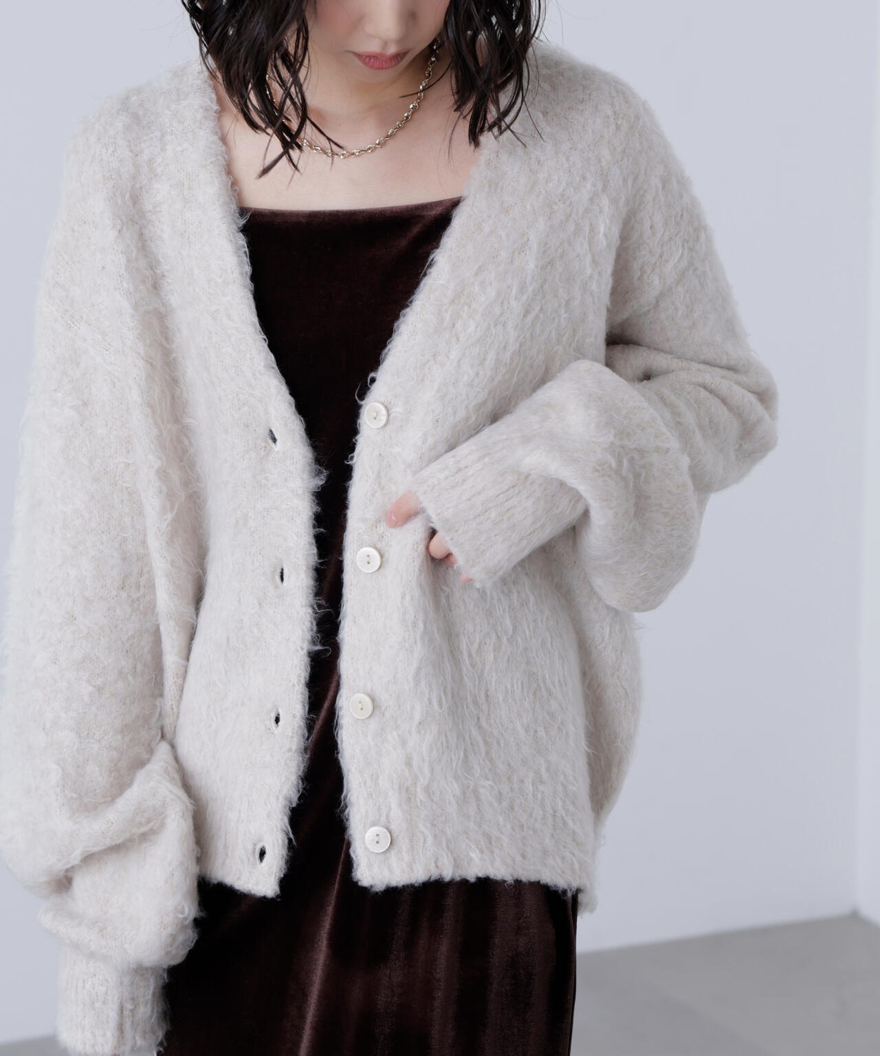 ウェーブ起毛Vネックカーディガン | FREE'S MART（フリーズマート