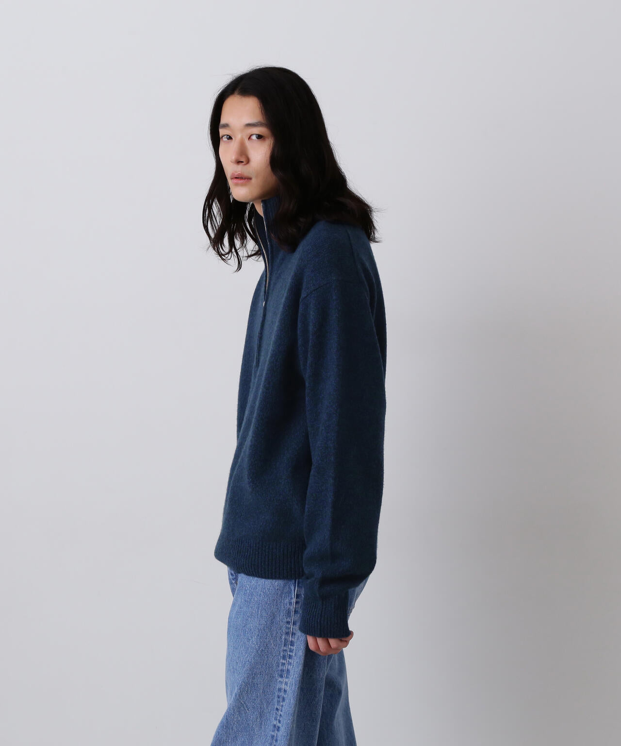 YLEVE / WOOL CASHMERE MELANGE KNIT HALF ZIP PULL OVER | YLÈVE