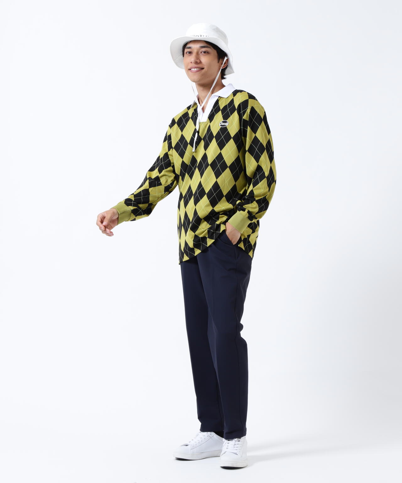 アーガイルジャガード長袖ポロシャツ | Jack Bunny!!（ジャックバニー