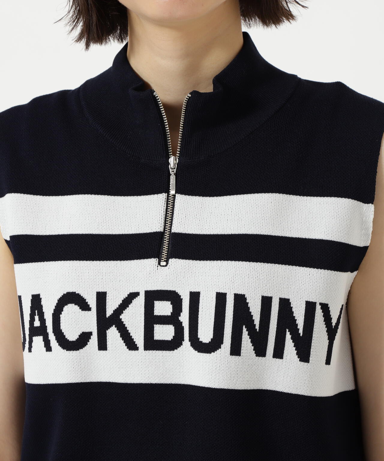 ハーフジップアップノースリーブニットプルオーバー | Jack Bunny