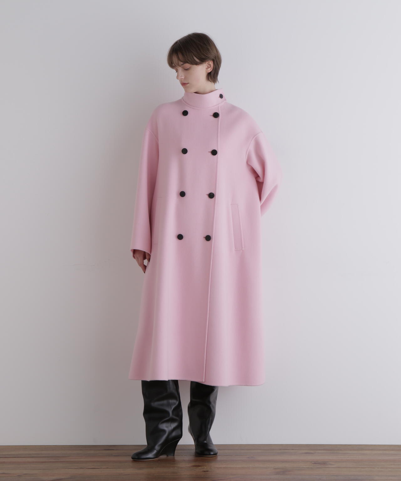 ソフトウールリバースタンドカラーコート | LE PHIL（ル フィル