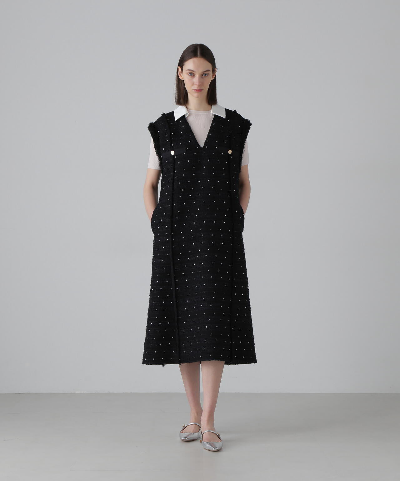 ADORE アドーア ミニ丈 ワンピース ブラック 38 アドーア ウール