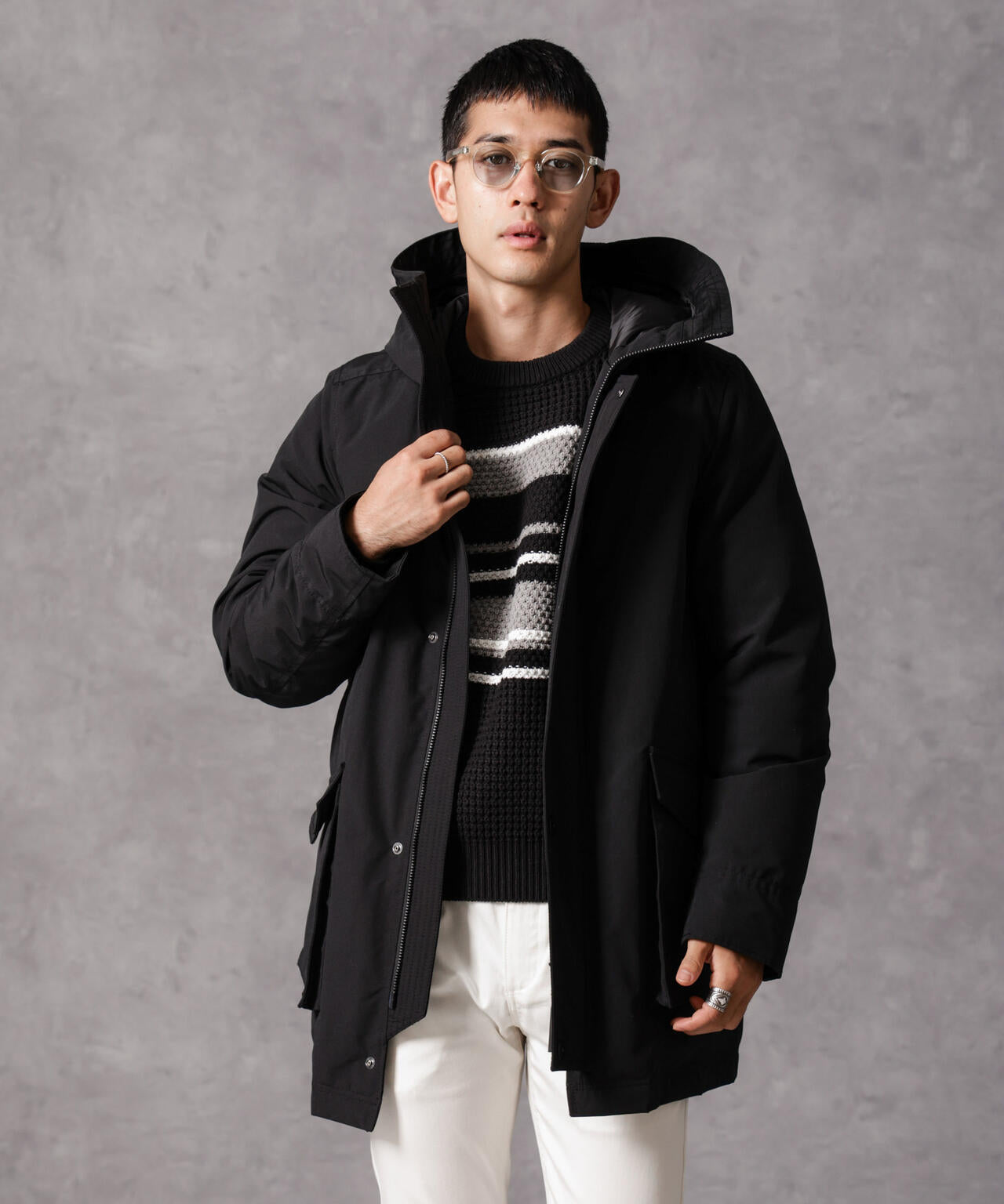 nano・universe 西川ダウン N-3B モッズコート L ネイビー モッズ