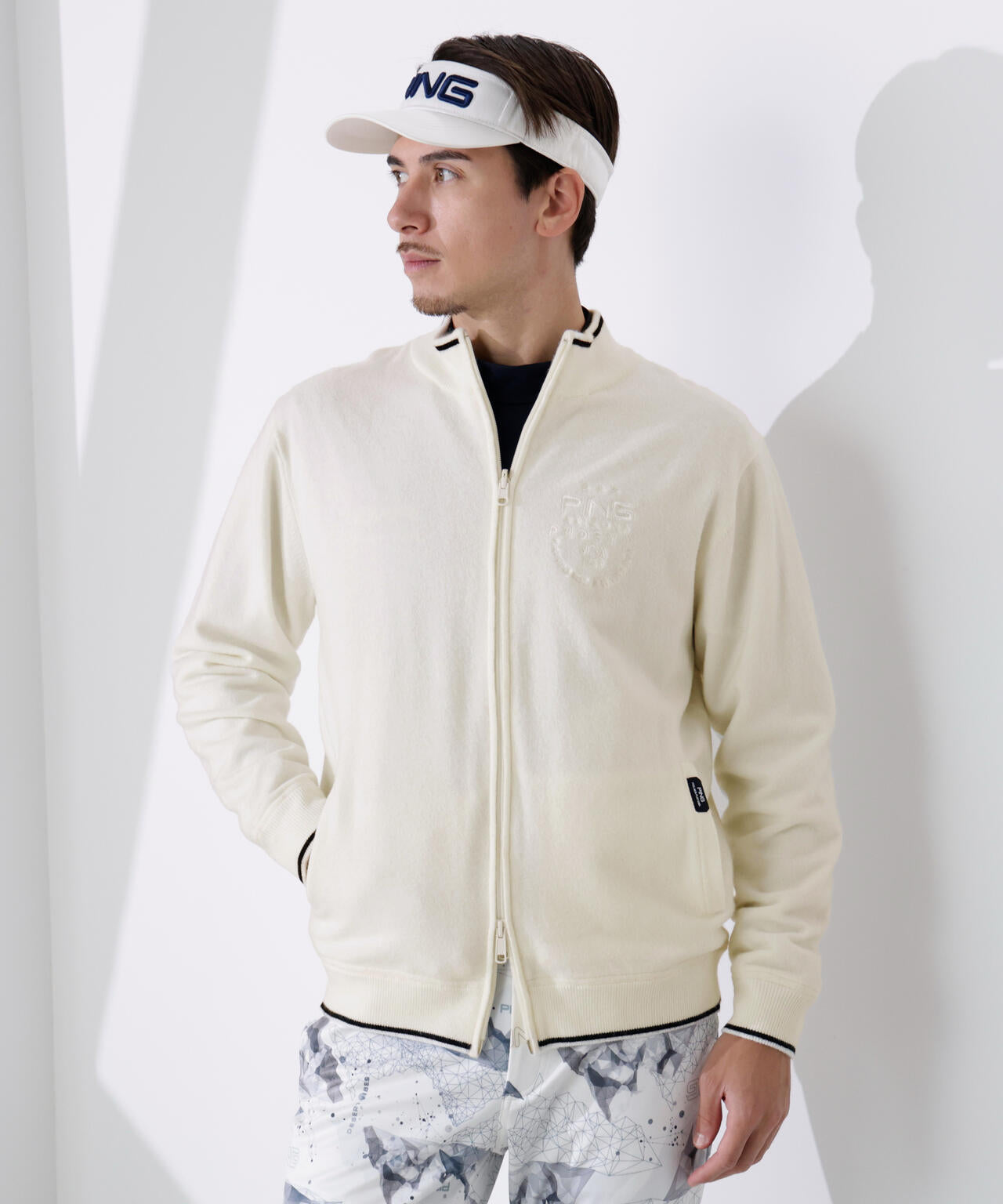 PING APPAREL】プレーンニット/布帛 リバーシブルニットブルゾン