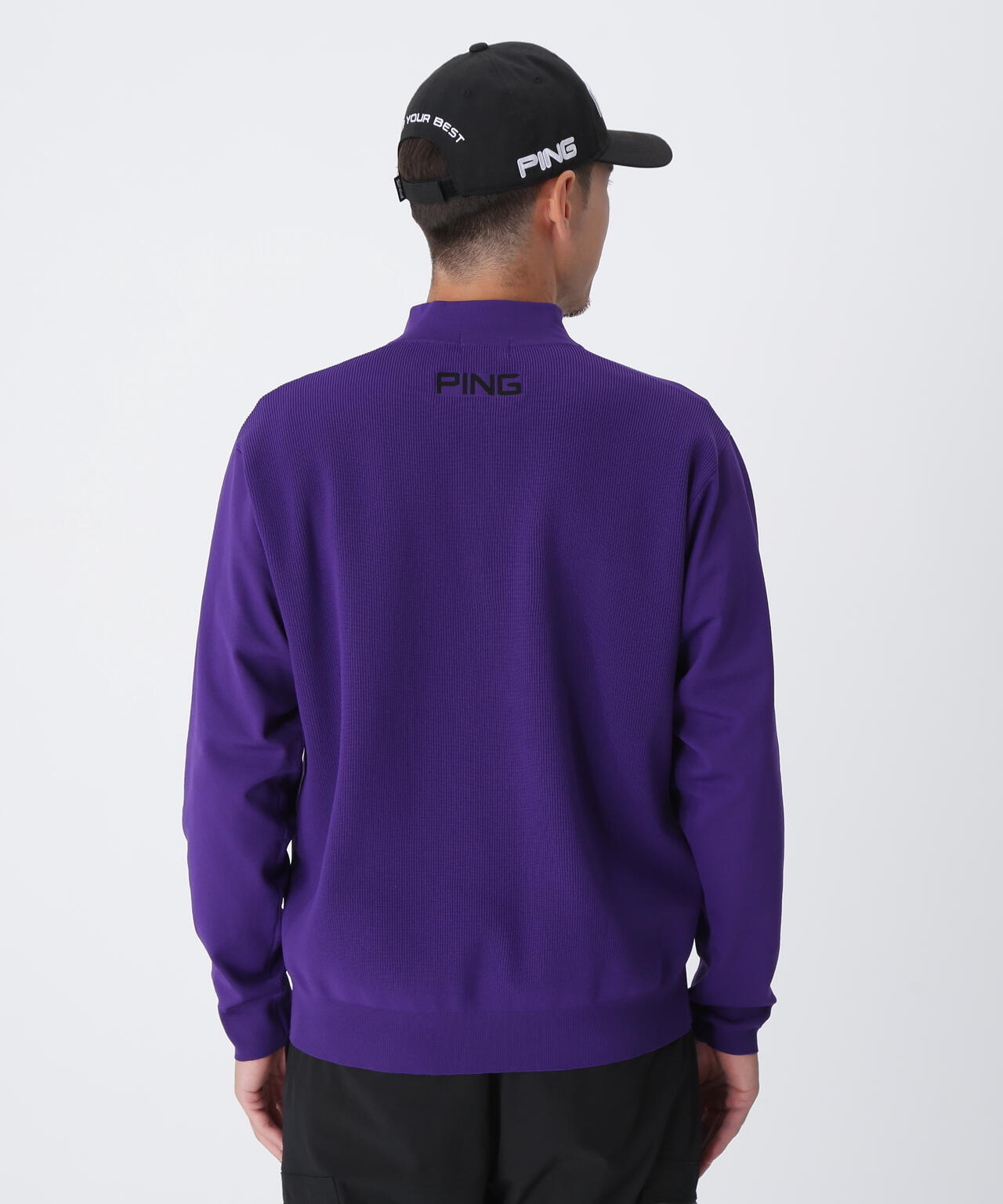PING APPAREL】ハーフジップハイネックジャガードニット ＜PERFORMANCE