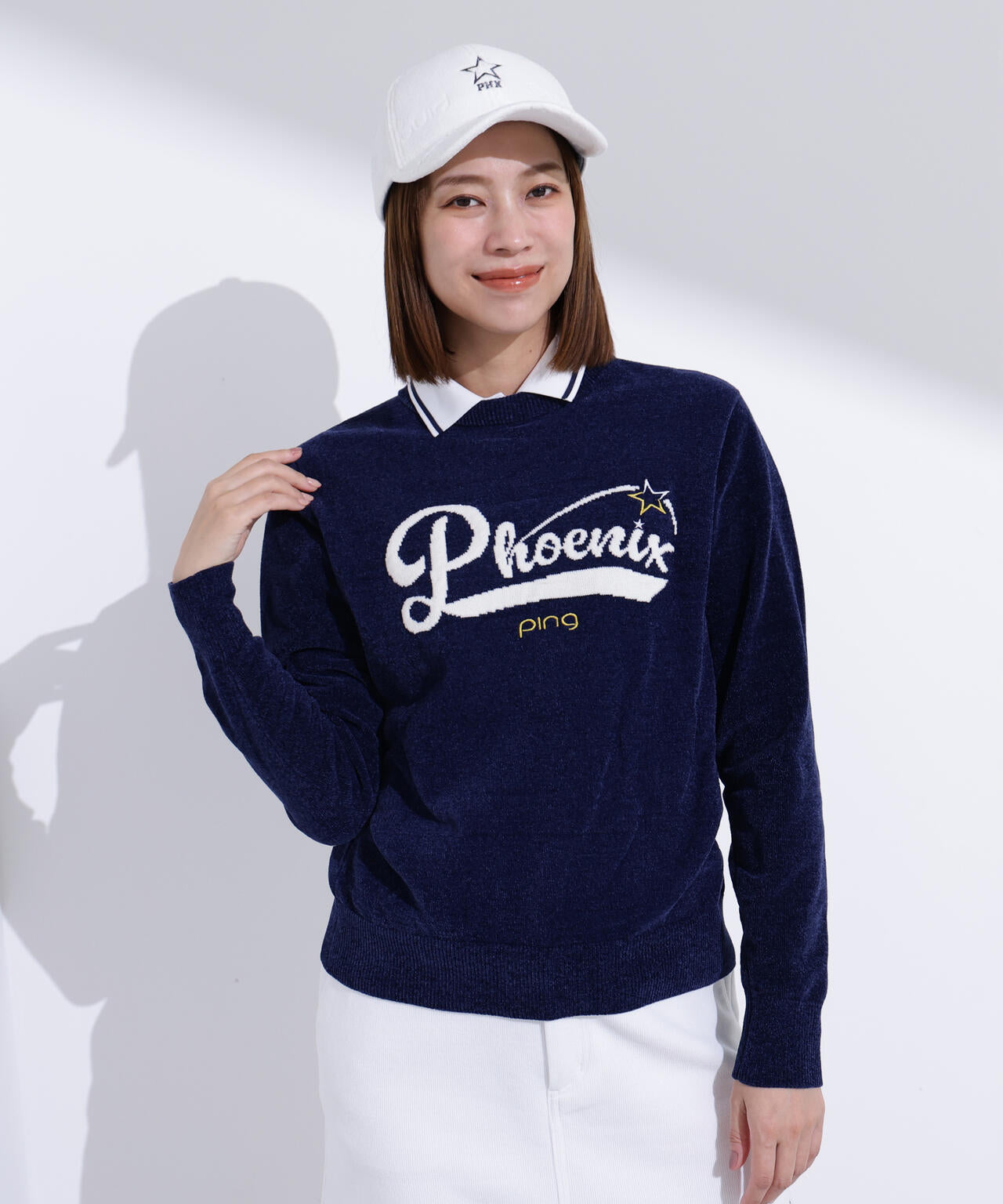 PING APPAREL】モールジャカードクルーネックニット ＜LADIES LINE