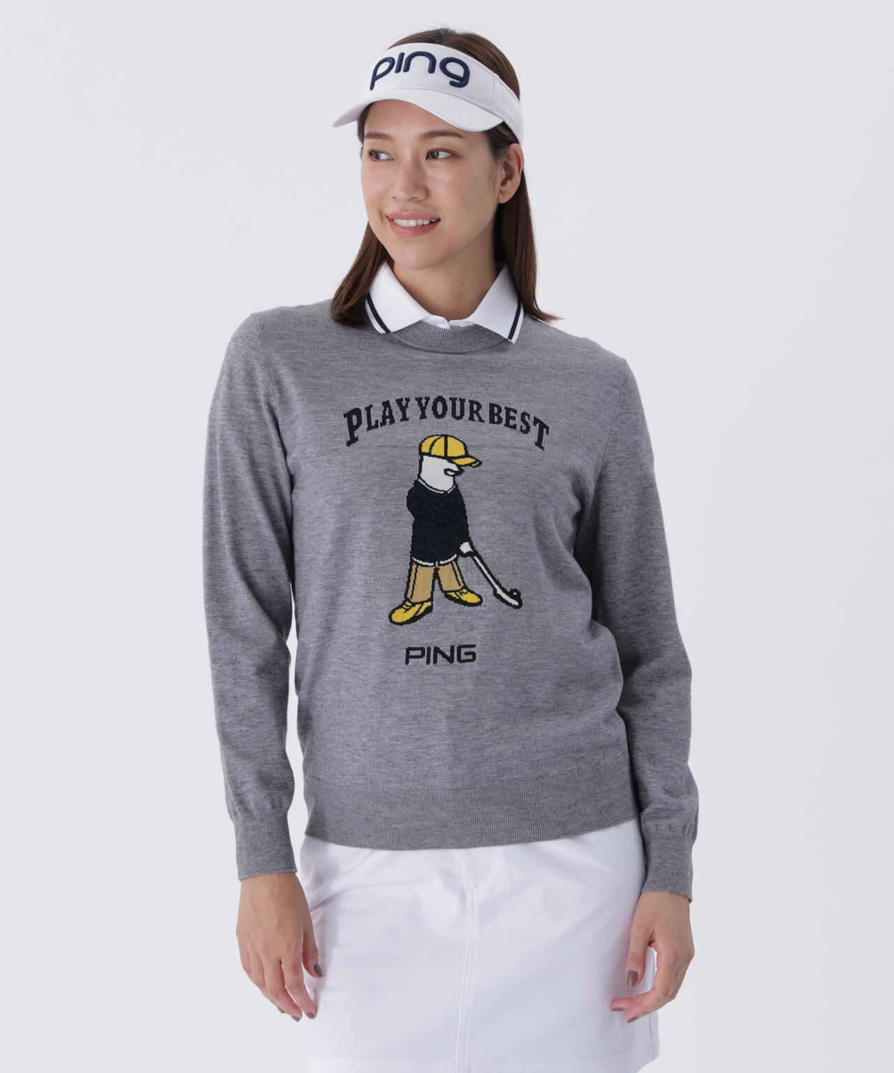PING APPAREL】Mr.PINGジャカードクルーネックニットプルオーバー