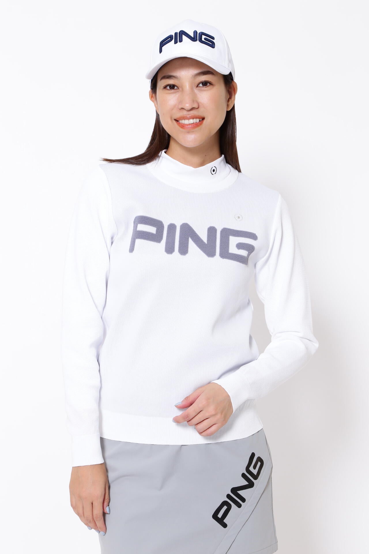 PING APPAREL】PINGロゴパイルジャガードクルーネックニットプル