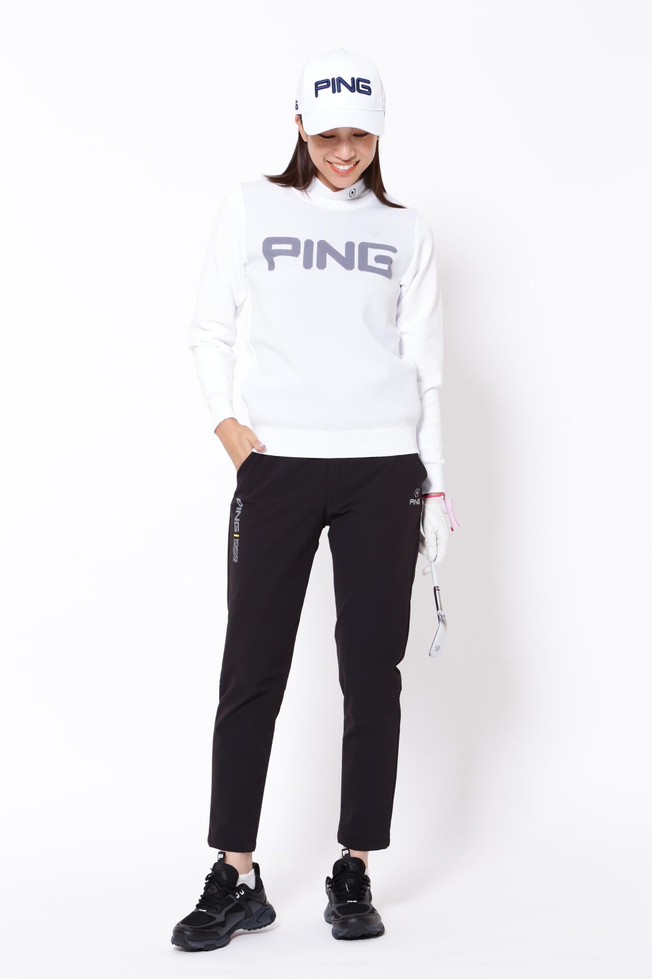 PING APPAREL】PINGロゴパイルジャガードクルーネックニットプル