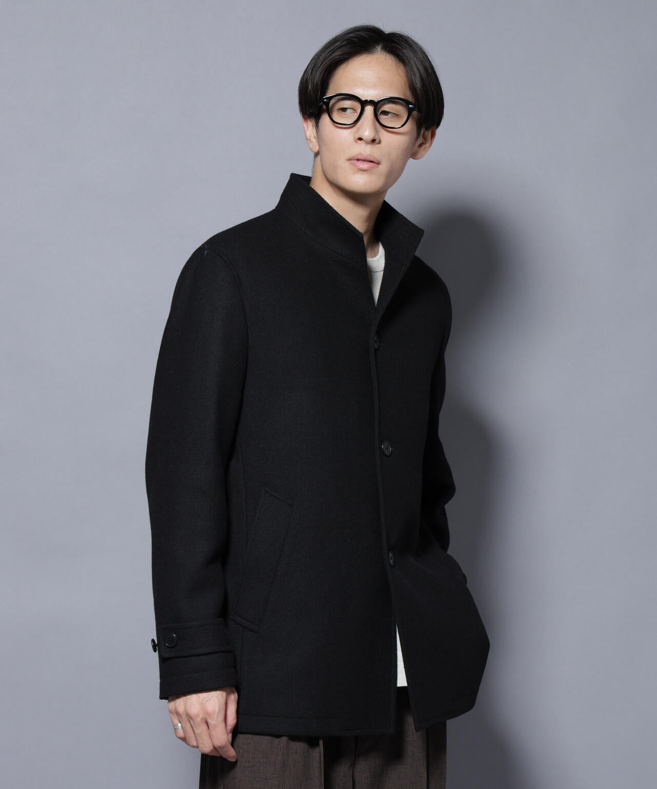 ウール/Nメルトンスタンドカラーコート | NANO universe（ナノ