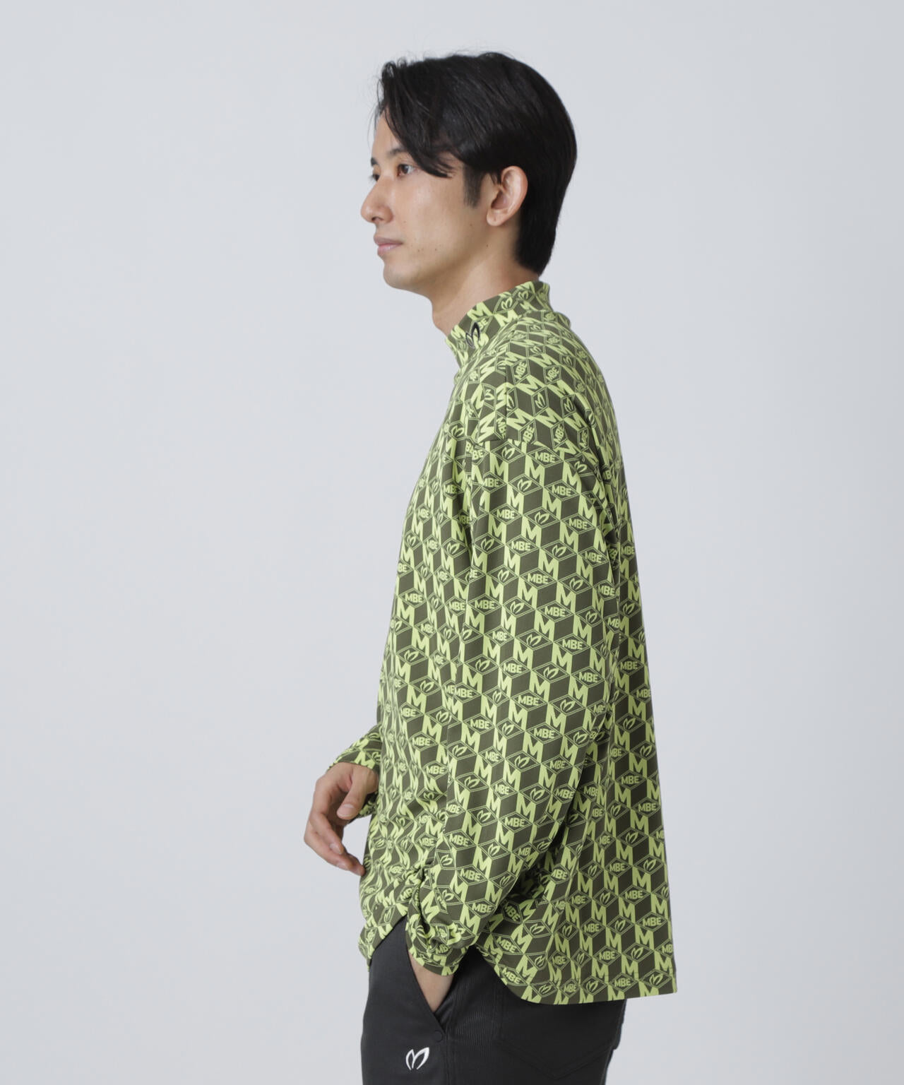 エコブルーMキューブジャガード長袖ハイネックカットソー | MASTER