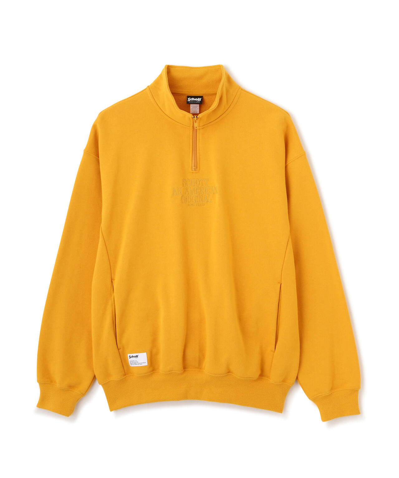 USA製 【ショット】ハーフジップスウェット ブラック ロゴ刺繍 メンズM