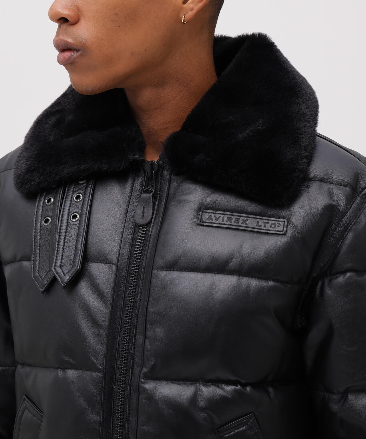 LEATHER DOWN BOMMER JACKET / レザー ダウン ボマー ジャケット