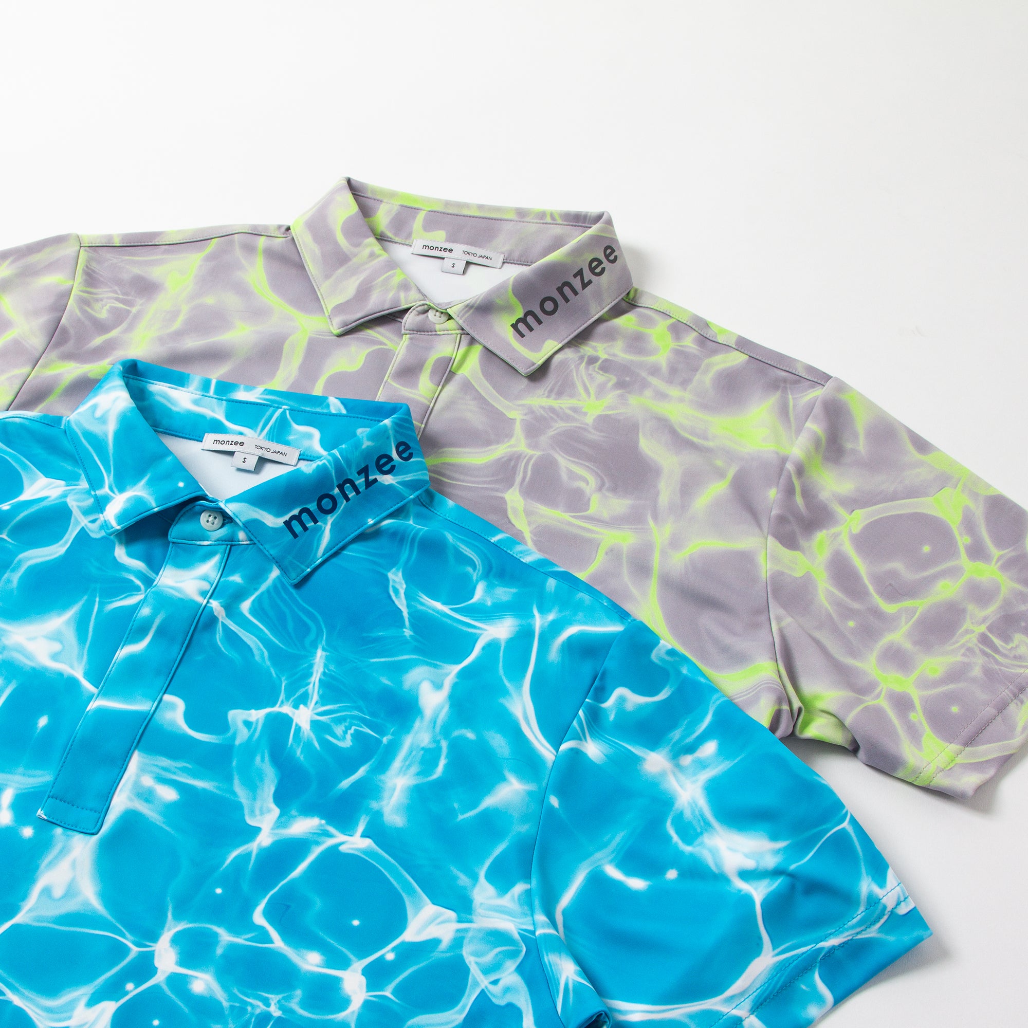 未使用】monzee モンジー マーブル模様 ポロシャツ L 未使用】monzee