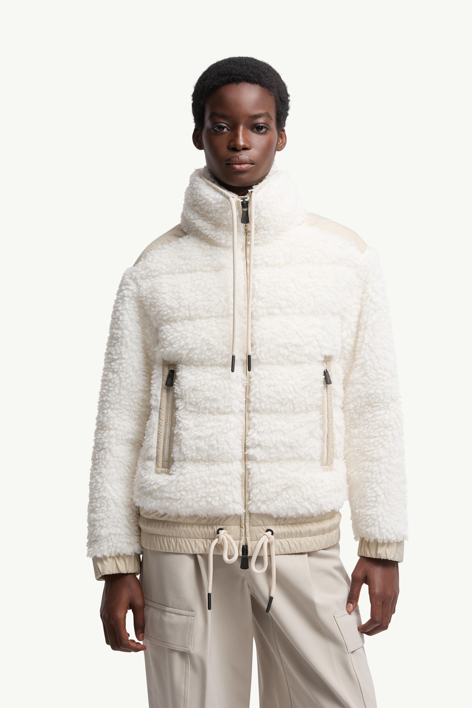 White Padded Teddy Zip-Up Cardigan - Sweatshirts for Women