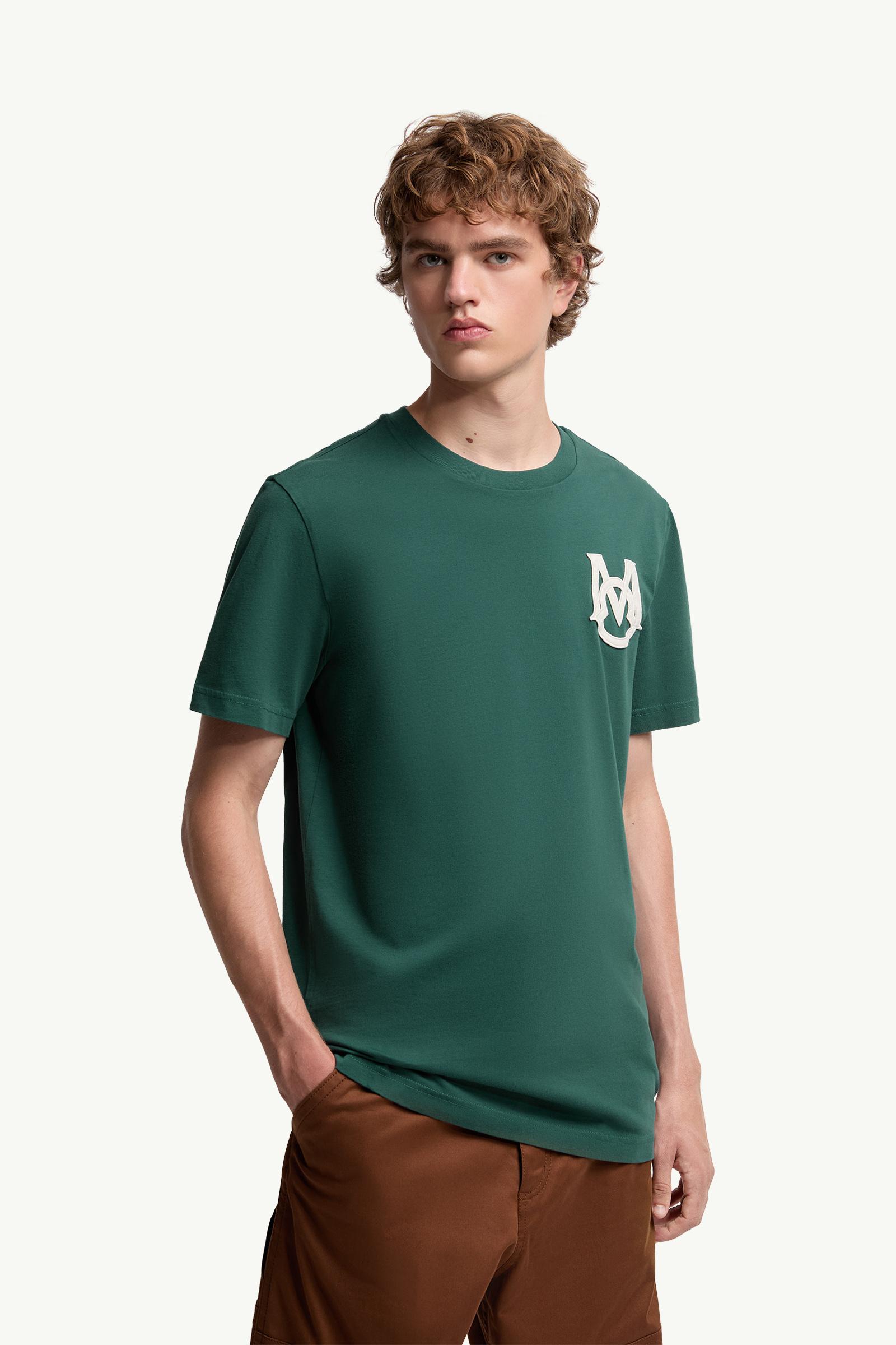 Leaf Green Monogram Cotton T-Shirt - Polos & T-shirts for Men