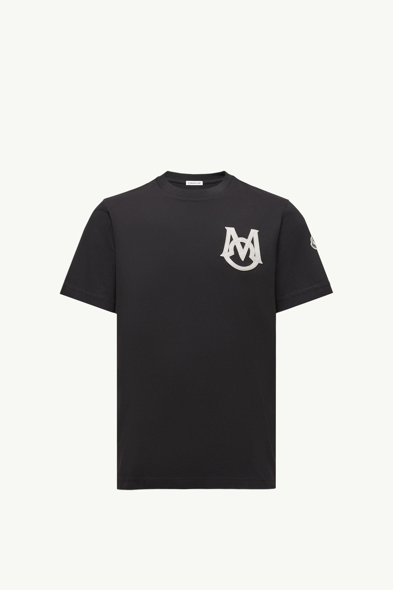 Black Monogram Cotton T-Shirt - Polos & T-shirts for Men | Moncler US
