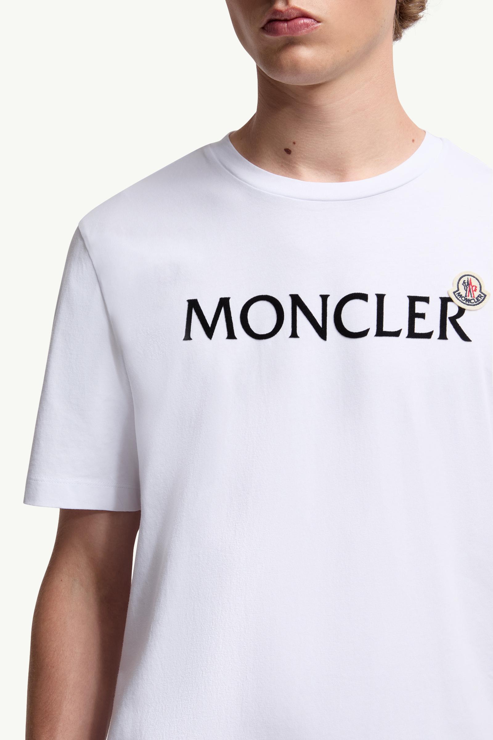 White Flocked Logo Cotton T-Shirt - Polos & T-shirts for Men