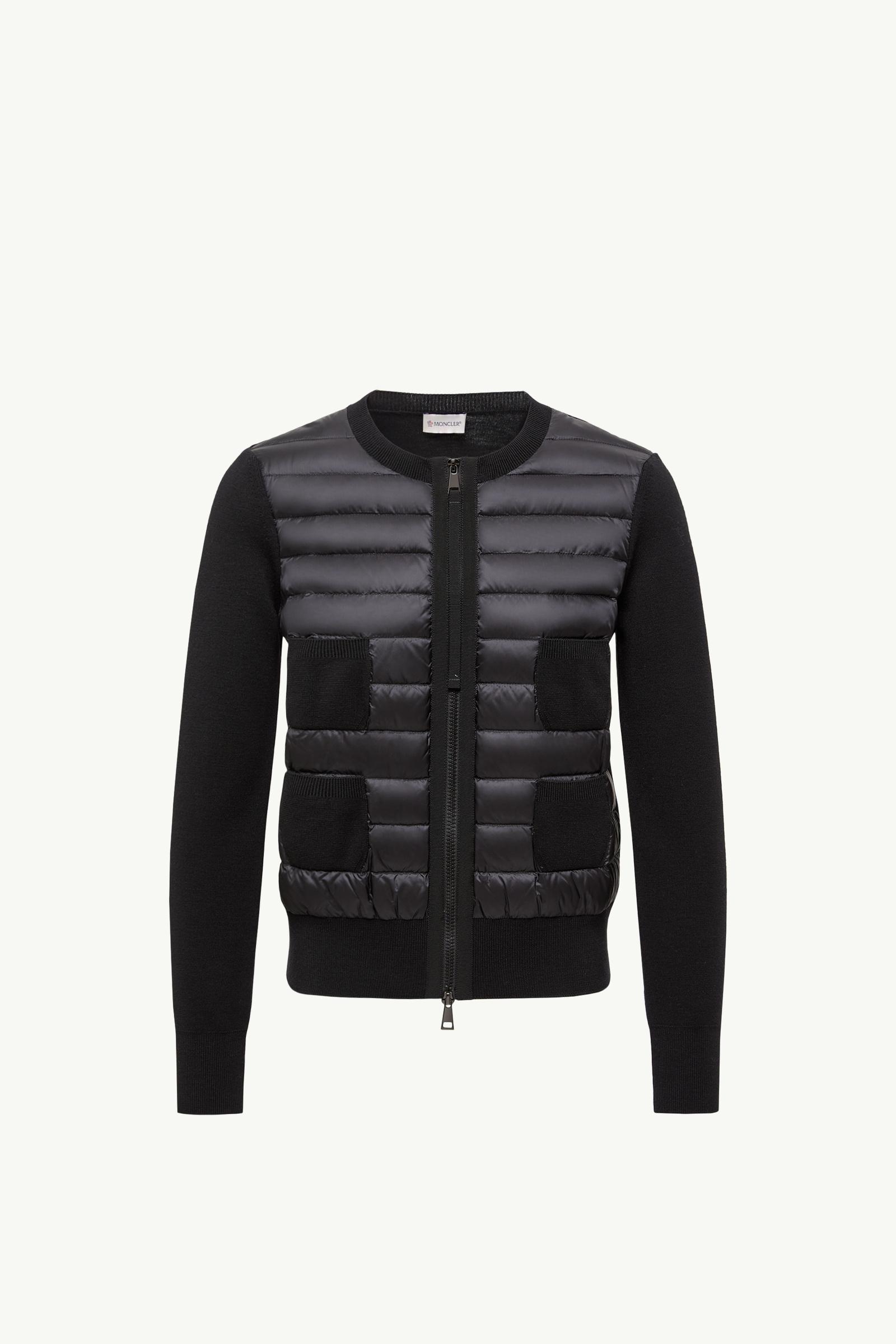 Black Padded Wool Zip-Up Cardigan - Sweaters & Cardigans for Women