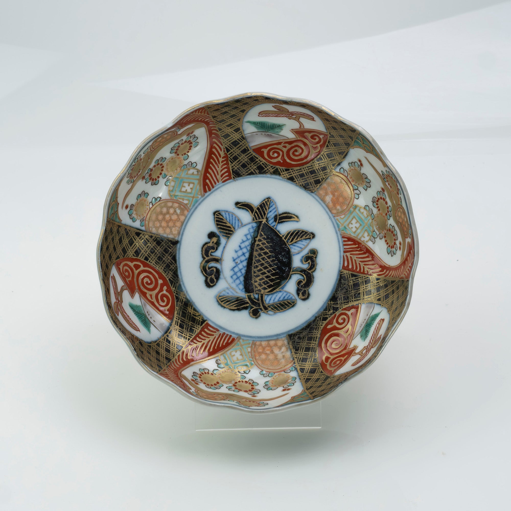 No4436 古伊万里 染錦大皿2点 赤絵 金襴手 鳳凰 花鳥 古美術 送料無料