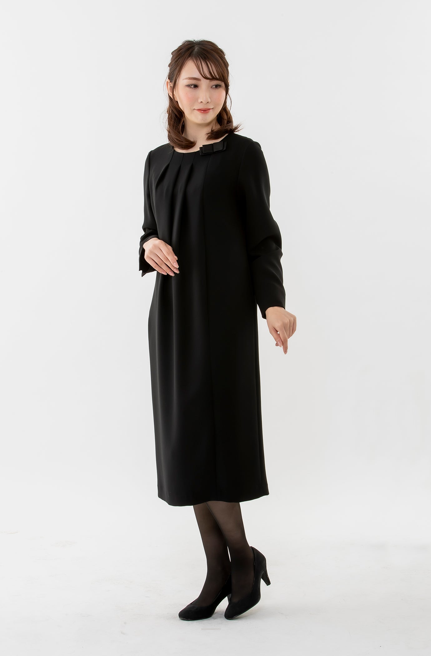 ブラックフォーマル アシメコクーンシルエットワンピース net-025
